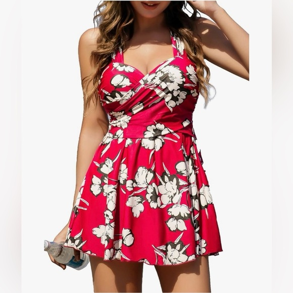 NWT COCOPEAR one piece swim dress swimsuit Plus size 3XL skirted tummy control - Picture 1 of 5